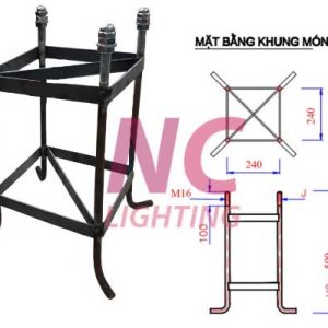 Bản vẽ khung móng cột đèn