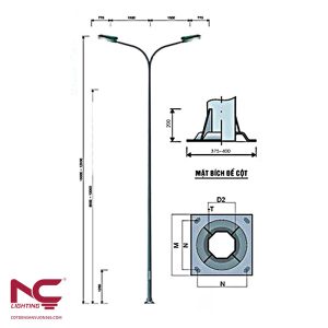 Cột Đèn Bát Giác Liền Cần Kép