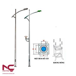 Cột Đèn Bát Giác Rời Cần Đơn