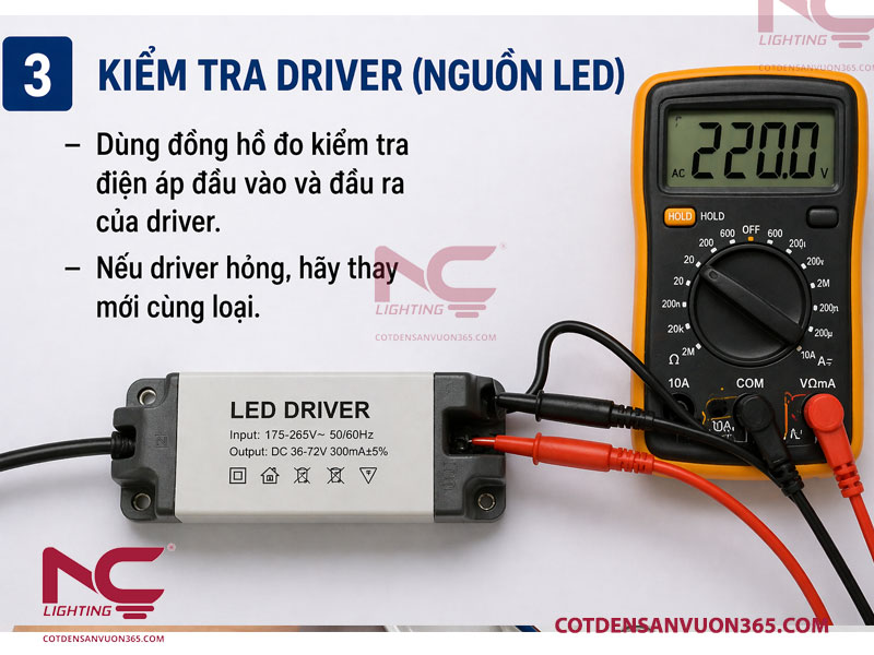 Bước 3: Kiểm tra drive - nguồn led